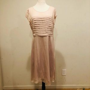Boden pink/tan silk dress